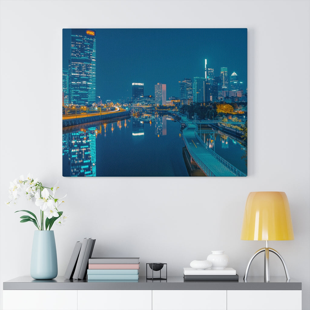 Philadelphia Skyline from the South Street Bridge; Home Office Decor Wall Canvas Art Gallery Wraps