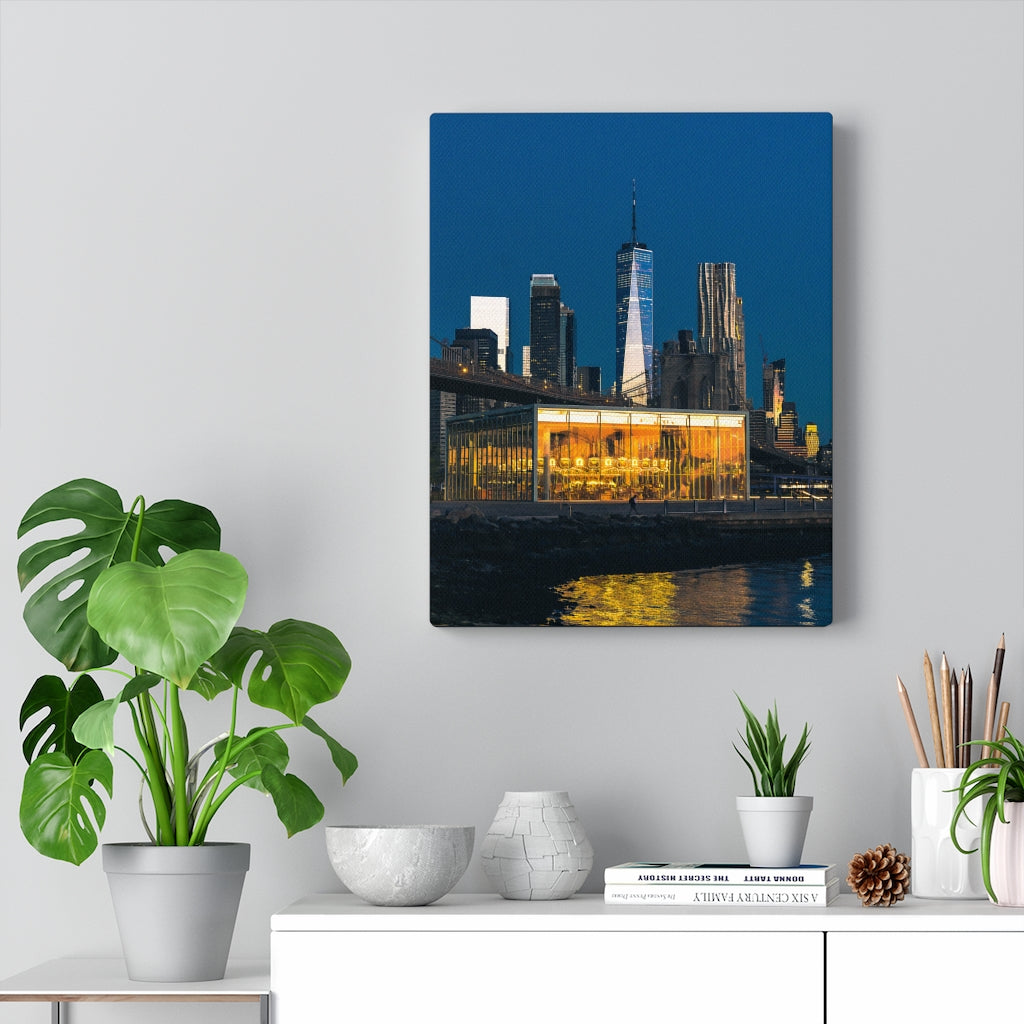 View of the New York Skyline from Brooklyn Bridge Park; Home Office Decor Wall Canvas Art Gallery Wraps