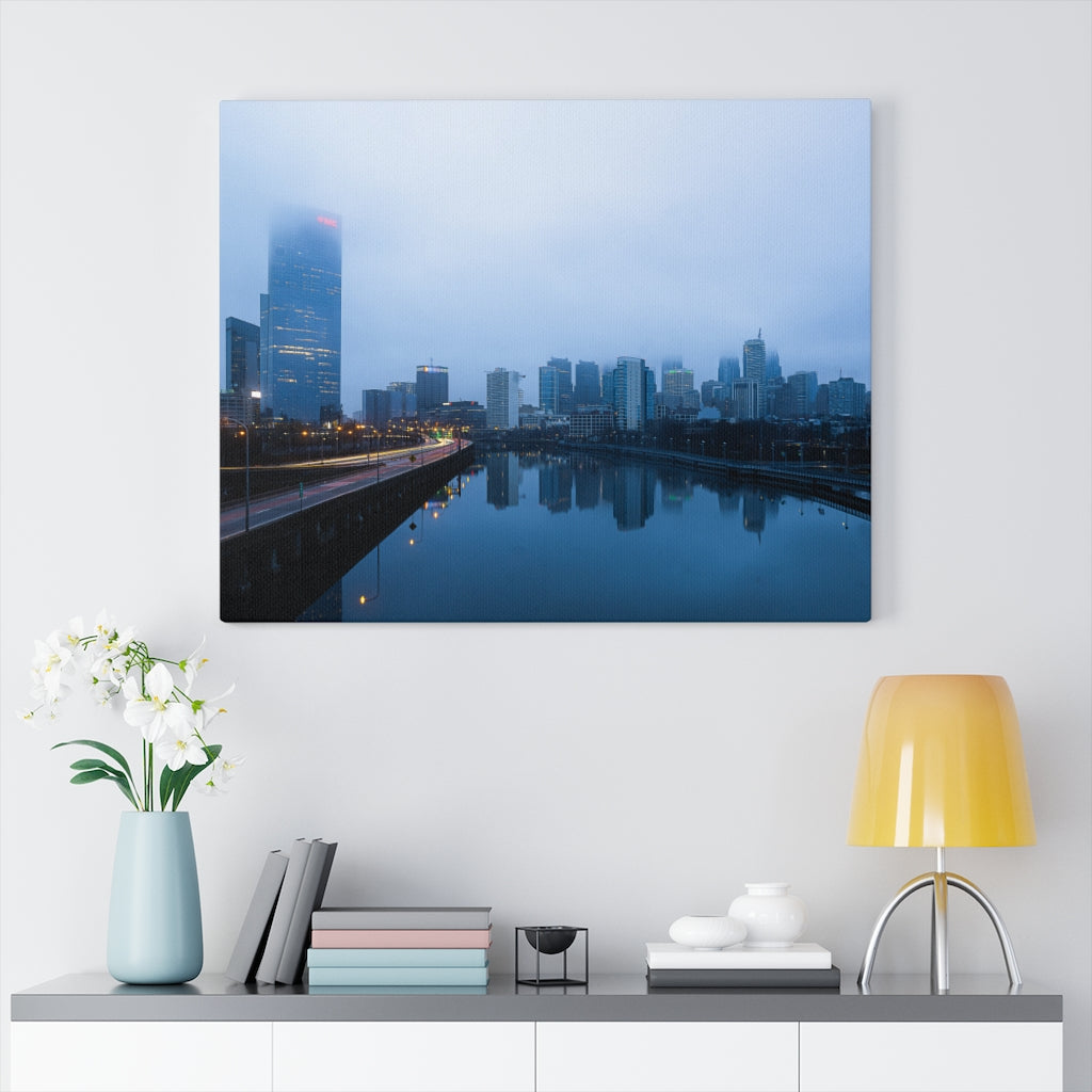 Foggy Day in Philadelphia Home Office Decor Wall Canvas Art Gallery Wraps