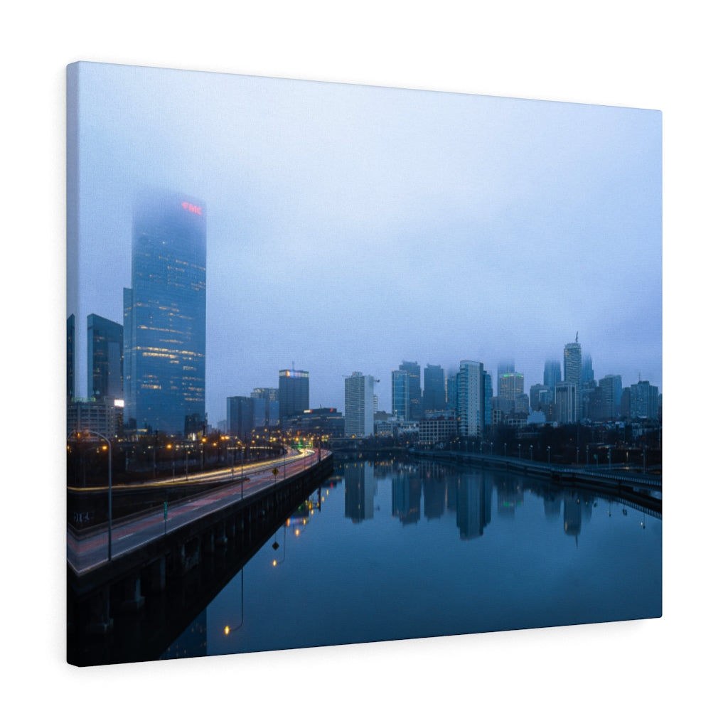 Foggy Day in Philadelphia Home Office Decor Wall Canvas Art Gallery Wraps