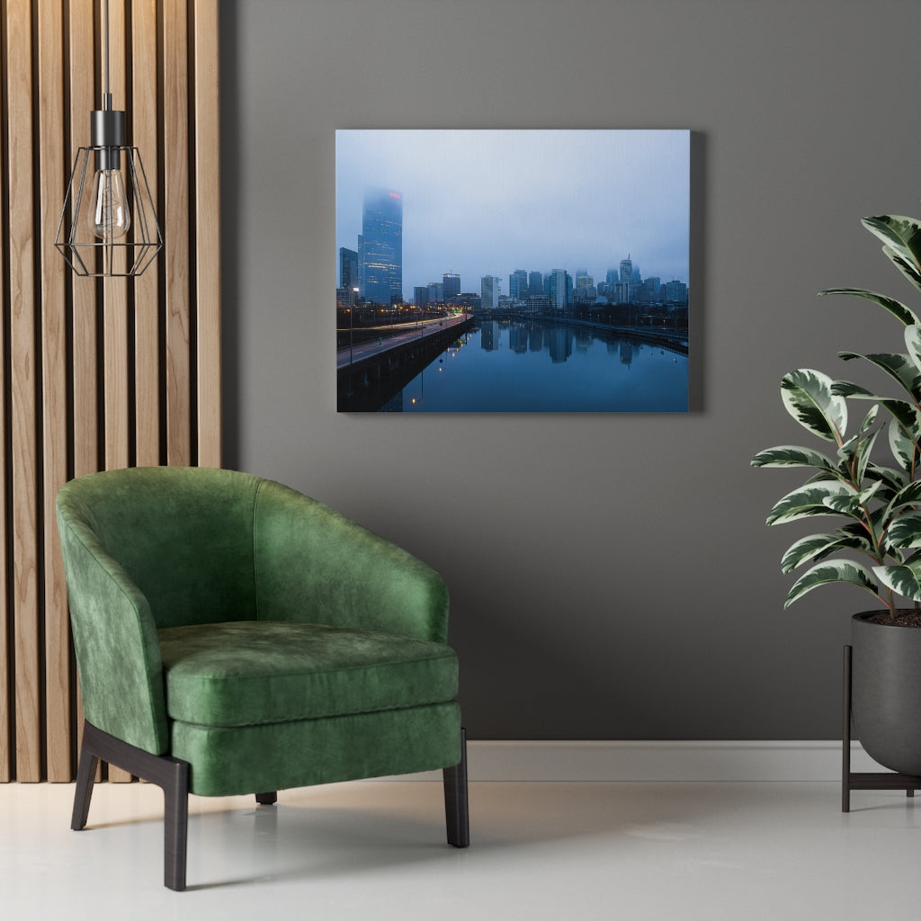 Foggy Day in Philadelphia Home Office Decor Wall Canvas Art Gallery Wraps