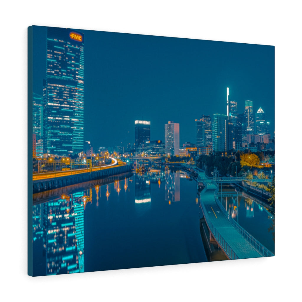 Philadelphia Skyline from the South Street Bridge; Home Office Decor Wall Canvas Art Gallery Wraps